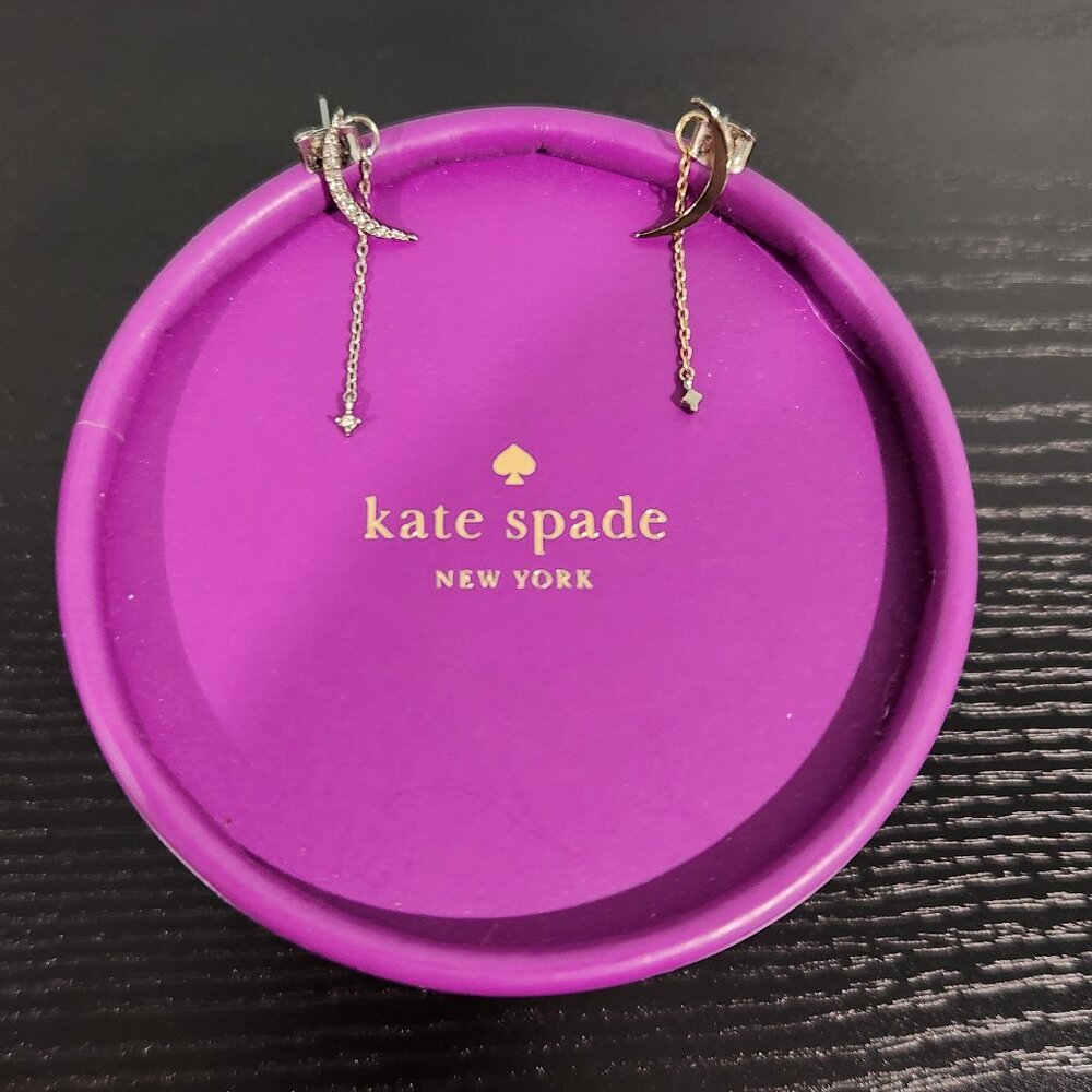 Brass Crescent Moon Dangle Earrings